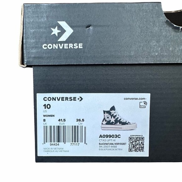 ✨Converse Women Shoes 10 Ctas Lift Platform Hi Large Stars Black Beige A09903C✨ - Picture 7 of 10